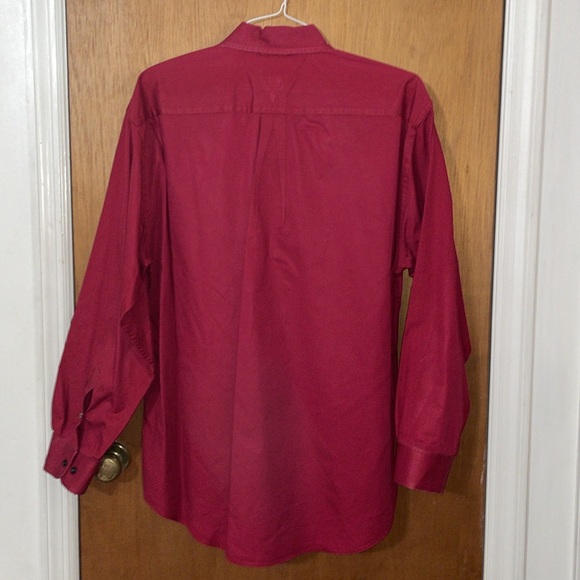 •TOMMY HILFIGER•MENS VINTAGE RED BUTTON UP POLO COLLARED SHIRT SIZE LARGE - Picture 3 of 7